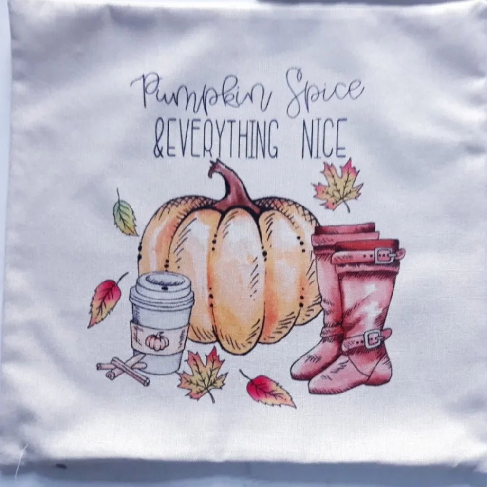 2 Meekio Fall Thanksgiving Farmhouse Throw Pillow Covers 17.5x17.5
